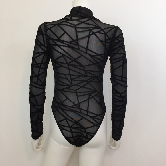 Sheer Mesh Long Sleeve Bodysuit - Picture 3 of 8